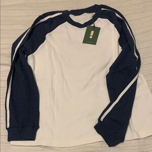 White and Blue Long Sleeve Shirt